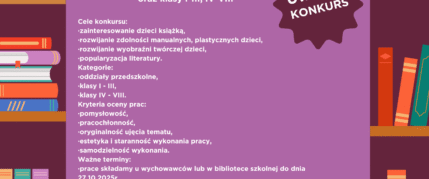 Szkolny konkurs plastyczny na zakładkę do książki.
